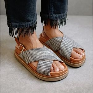 Aloha’s Marshmallow Leather Harris Check Sandals - Size 39